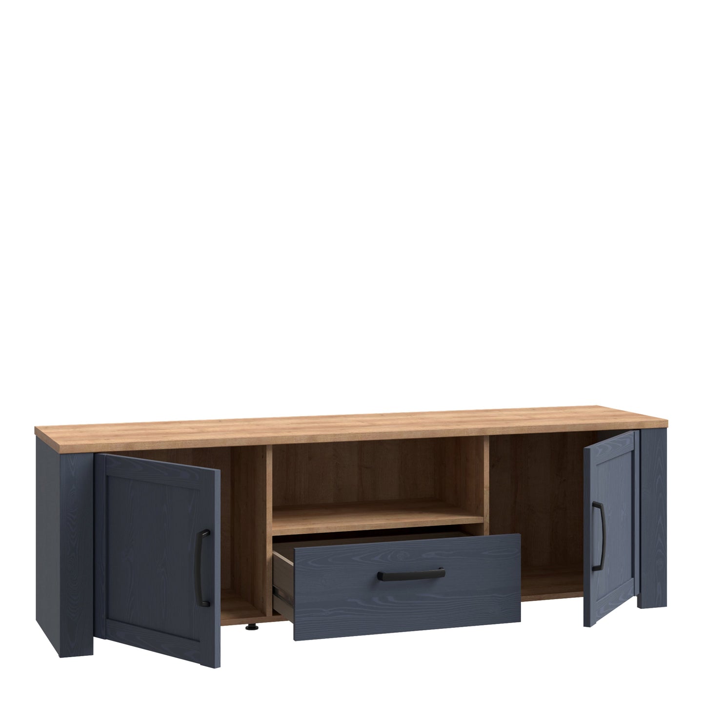 Cote | Furniture Bohol TV Unit (Inc. LED Light) - Oak & Navy Bohol, TV Stands 801bhlt131m348p1