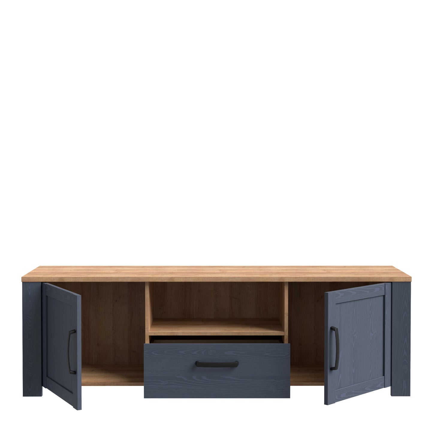 Cote | Furniture Bohol TV Unit (Inc. LED Light) - Oak & Navy Bohol, TV Stands 801bhlt131m348p1