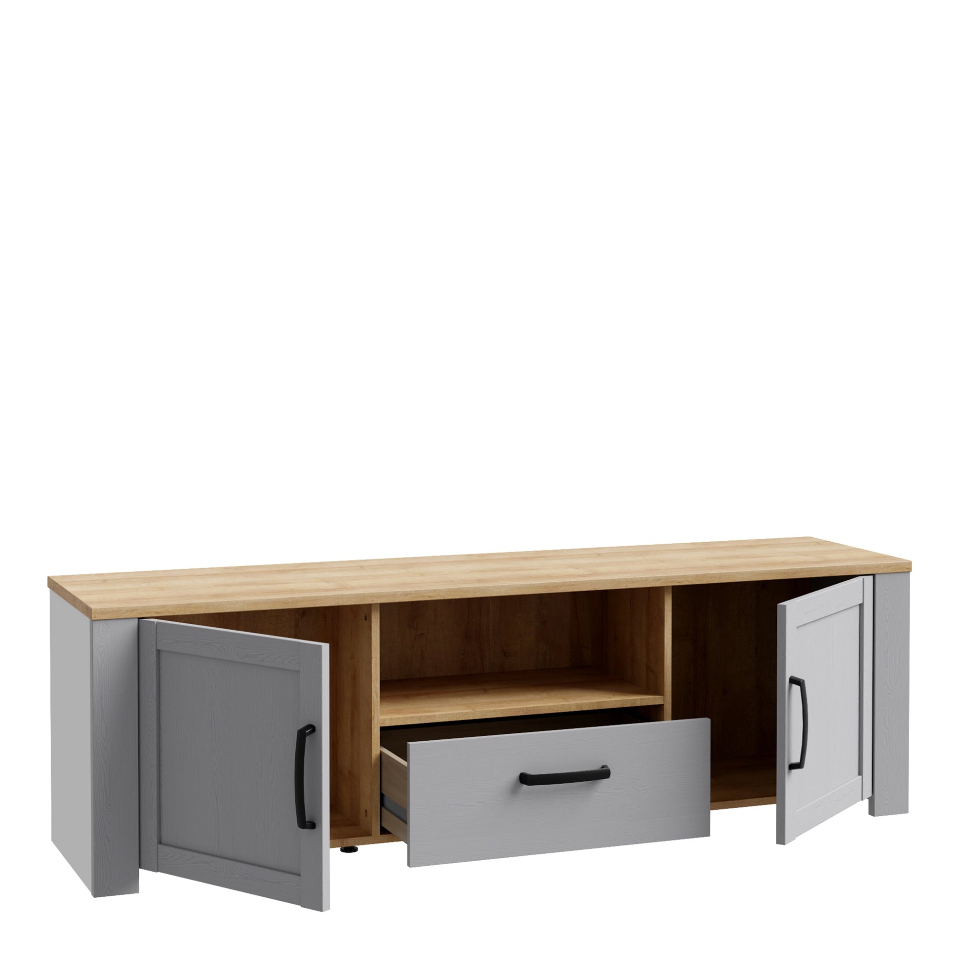 Cote | Furniture Bohol TV Unit (Inc. LED Light) - Oak & Grey Oak Bohol, TV Stands 801bhlt131m478p2