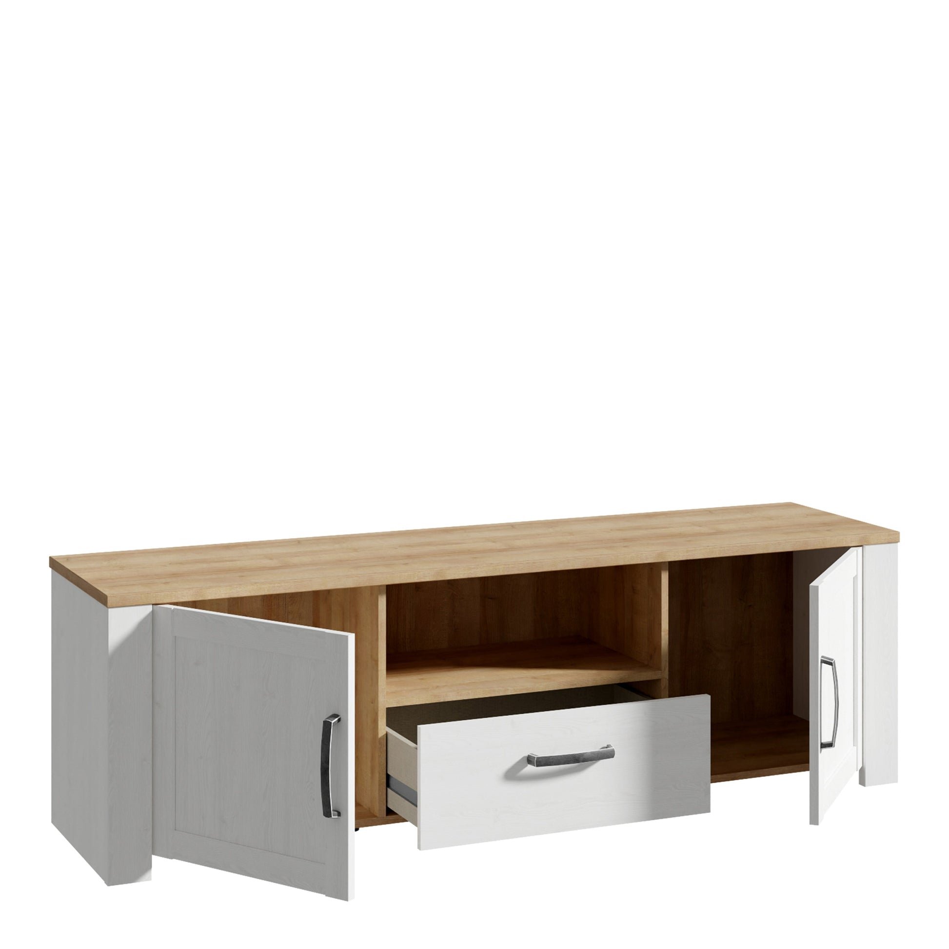 Cote | Furniture Bohol TV Unit (Inc. LED Light) - Oak & White Bohol, TV Stands 801bhlt131m482p3