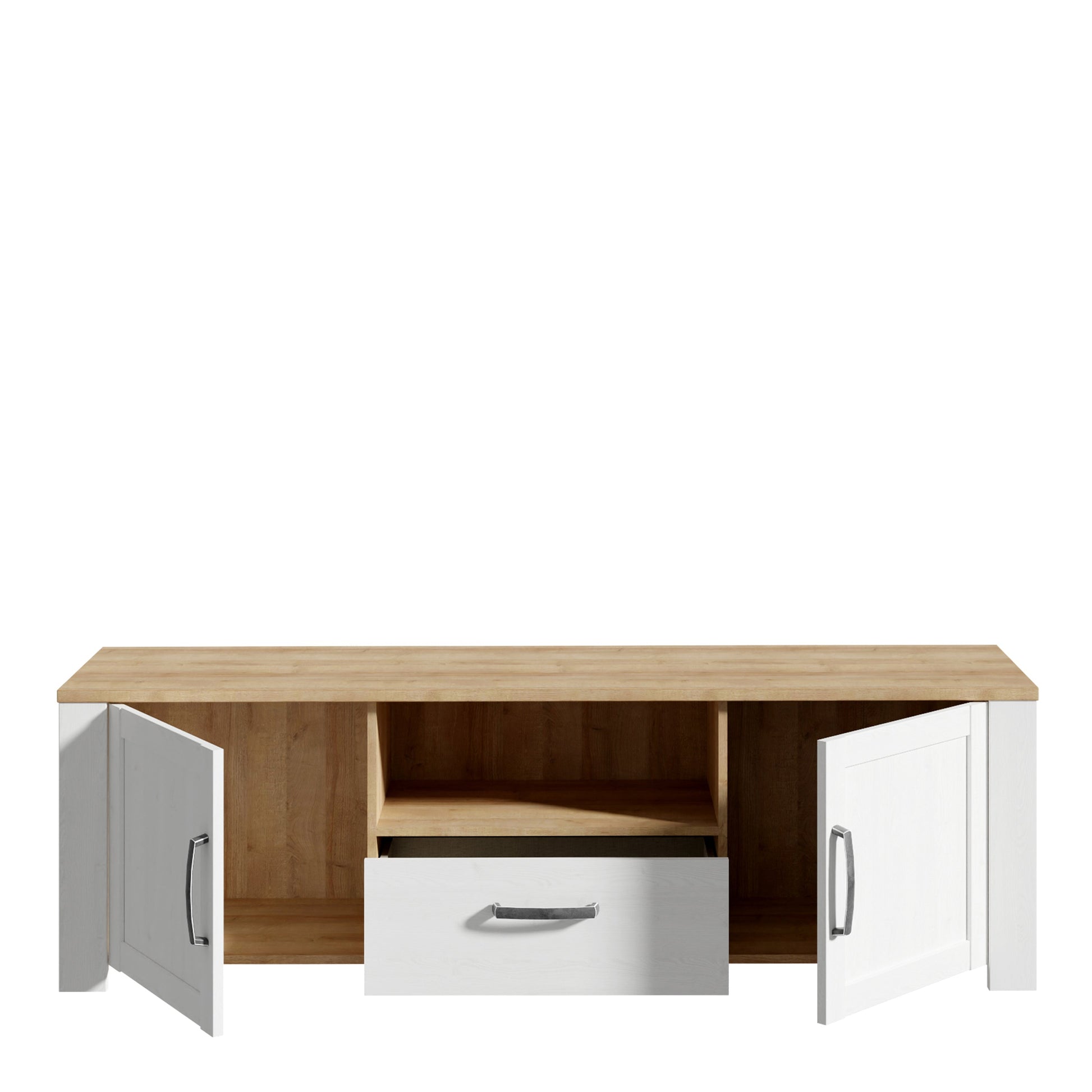 Cote | Furniture Bohol TV Unit (Inc. LED Light) - Oak & White Bohol, TV Stands 801bhlt131m482p3