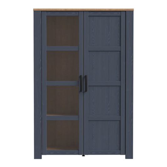 Cote | Furniture Bohol Display Cabinet (Inc. 2x LED Lights) - Oak & Navy Bohol, Display Cabinets 801bhlv621m348p4