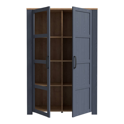 Cote | Furniture Bohol Display Cabinet (Inc. 2x LED Lights) - Oak & Navy Bohol, Display Cabinets 801bhlv621m348p4