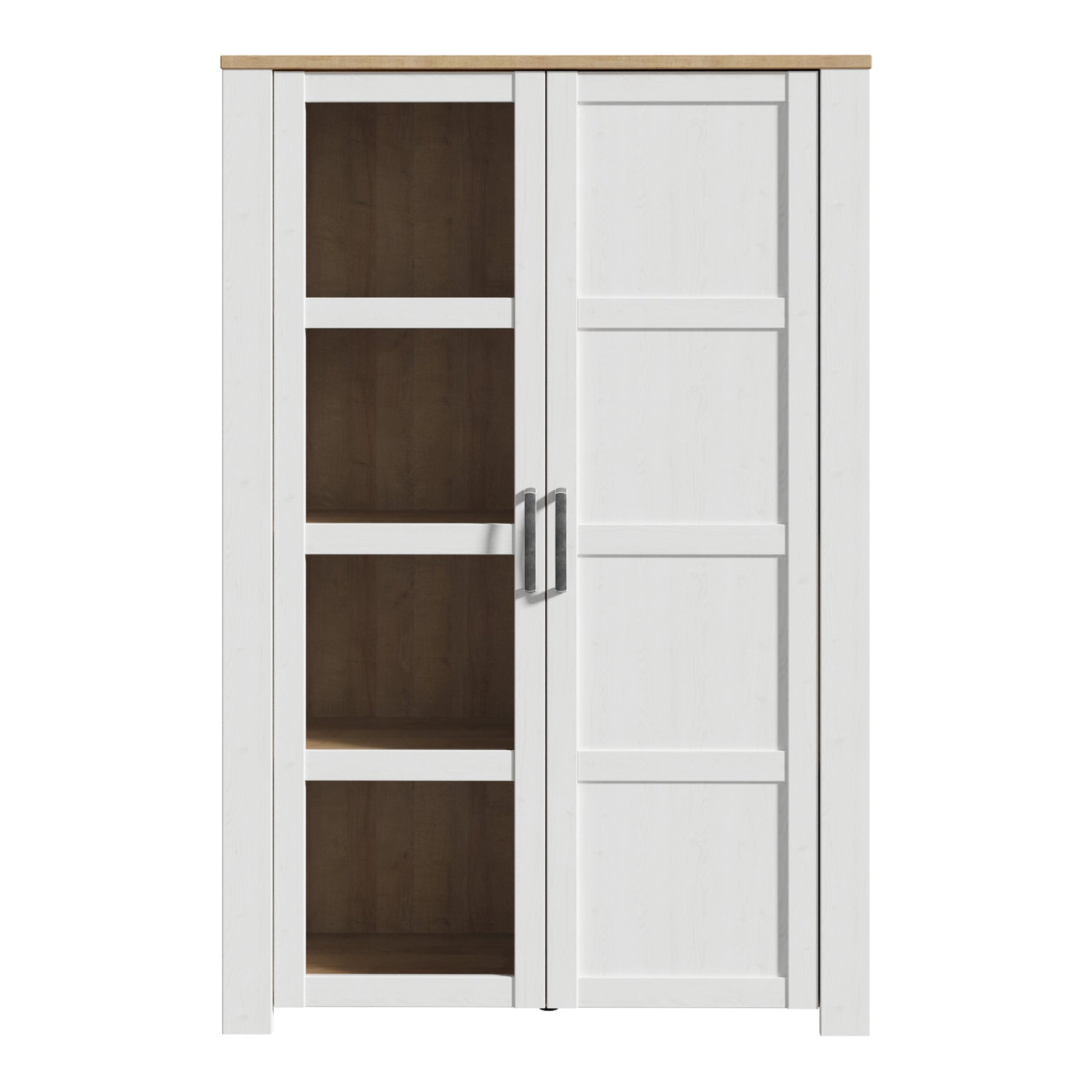 Cote | Furniture Bohol Display Cabinet (Inc. 2x LED Lights) - Oak & White Bohol, Display Cabinets 801bhlv621m482p6