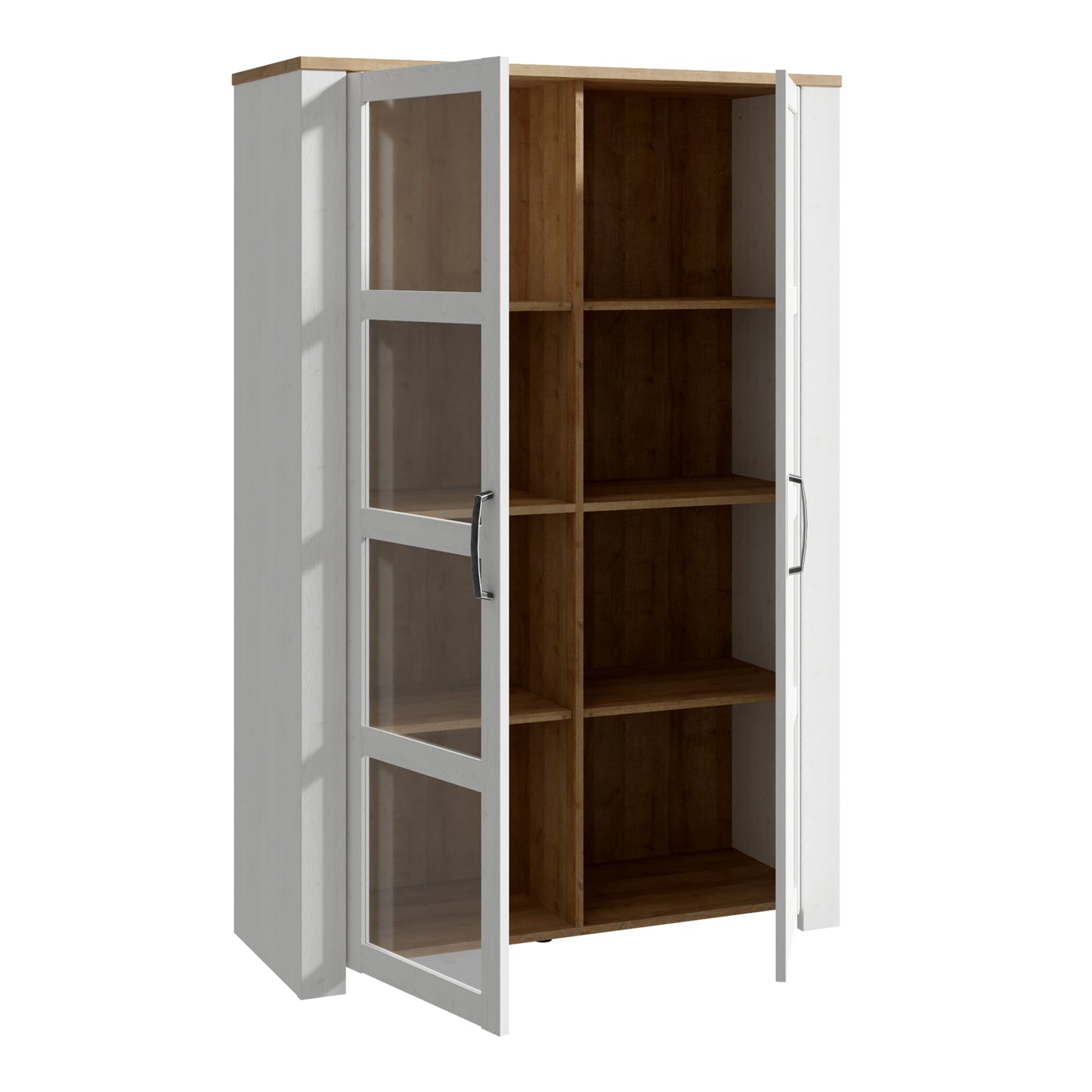 Cote | Furniture Bohol Display Cabinet (Inc. 2x LED Lights) - Oak & White Bohol, Display Cabinets 801bhlv621m482p6