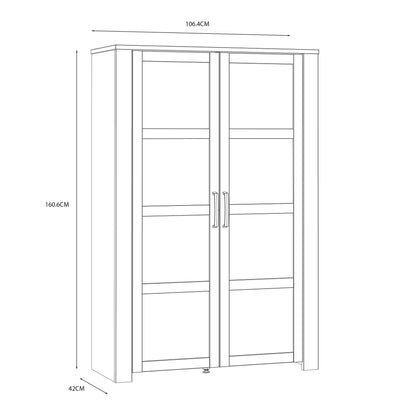 Cote | Furniture Bohol Display Cabinet (Inc. 2x LED Lights) - Oak & White Bohol, Display Cabinets 801bhlv621m482p6