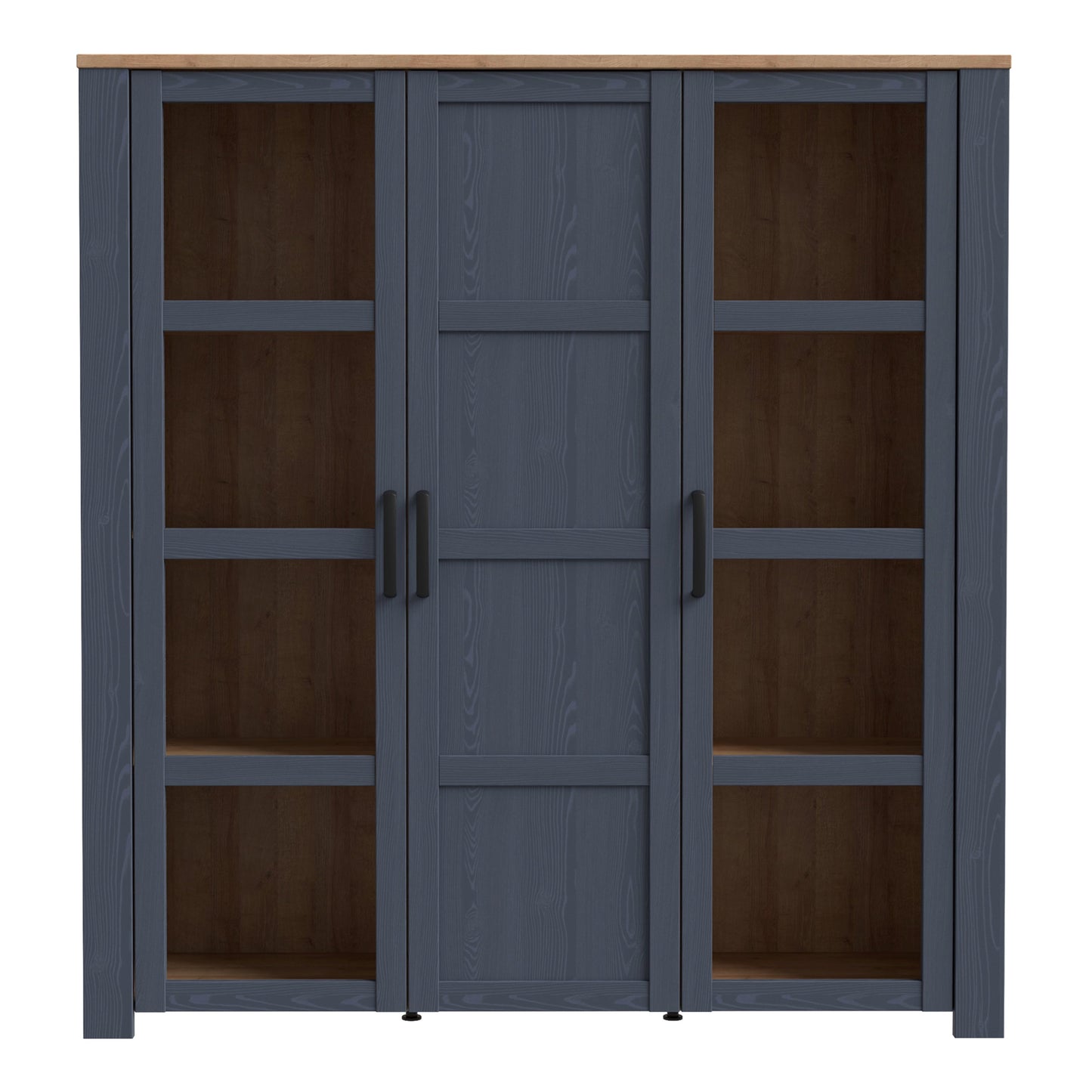 Cote | Furniture Bohol Display Cabinet Large (Inc. 4x LED Lights) - Oak & Navy Bohol, Display Cabinets 801bhlv631m348p7