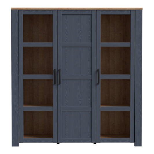 Cote | Furniture Bohol Display Cabinet Large (Inc. 4x LED Lights) - Oak & Navy Bohol, Display Cabinets 801bhlv631m348p7