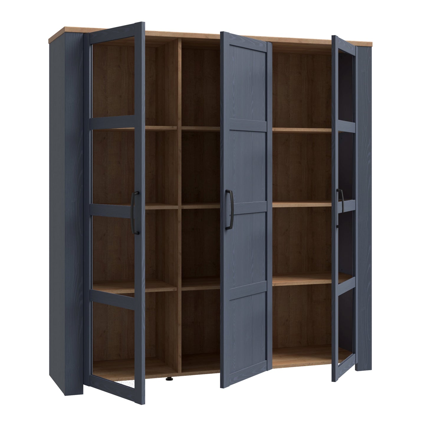 Cote | Furniture Bohol Display Cabinet Large (Inc. 4x LED Lights) - Oak & Navy Bohol, Display Cabinets 801bhlv631m348p7