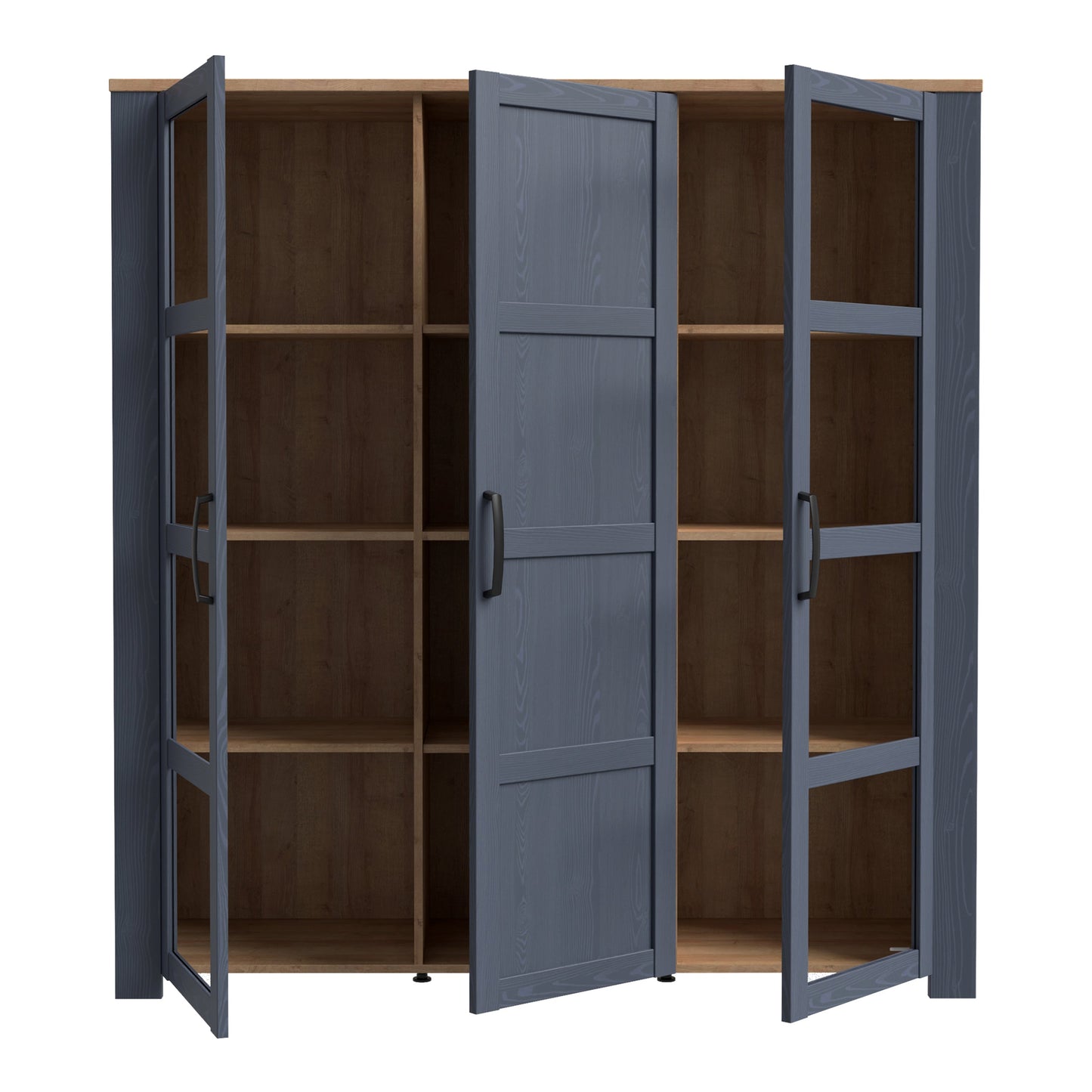 Cote | Furniture Bohol Display Cabinet Large (Inc. 4x LED Lights) - Oak & Navy Bohol, Display Cabinets 801bhlv631m348p7