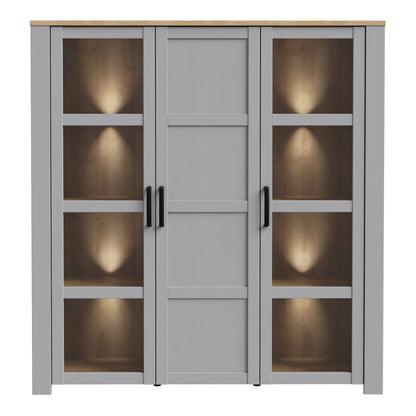 Cote | Furniture Bohol Display Cabinet Large (Inc. 4x LED Lights) - Oak & Grey Oak Bohol, Display Cabinets 801bhlv631m478p8