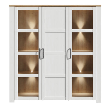 Cote | Furniture Bohol Display Cabinet Large (Inc. 4x LED Lights) - Oak & White Bohol, Display Cabinets 801bhlv631m482p9