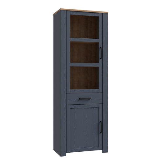 Cote | Furniture Bohol Display Cabinet, Narrow - Oak/Navy Bohol, Display Cabinets 801bhlv712-m348