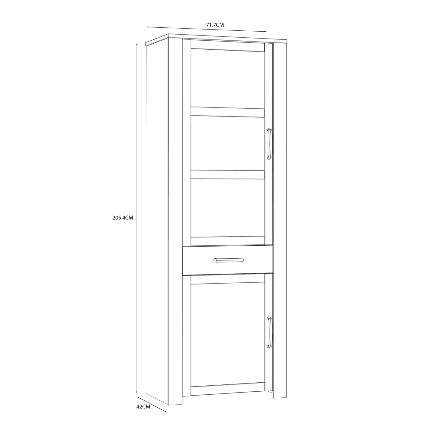 Cote | Furniture Bohol Display Cabinet Narrow (Inc. 2x LED Lights) - Oak & Navy Bohol, Display Cabinets 801bhlv712m348p10