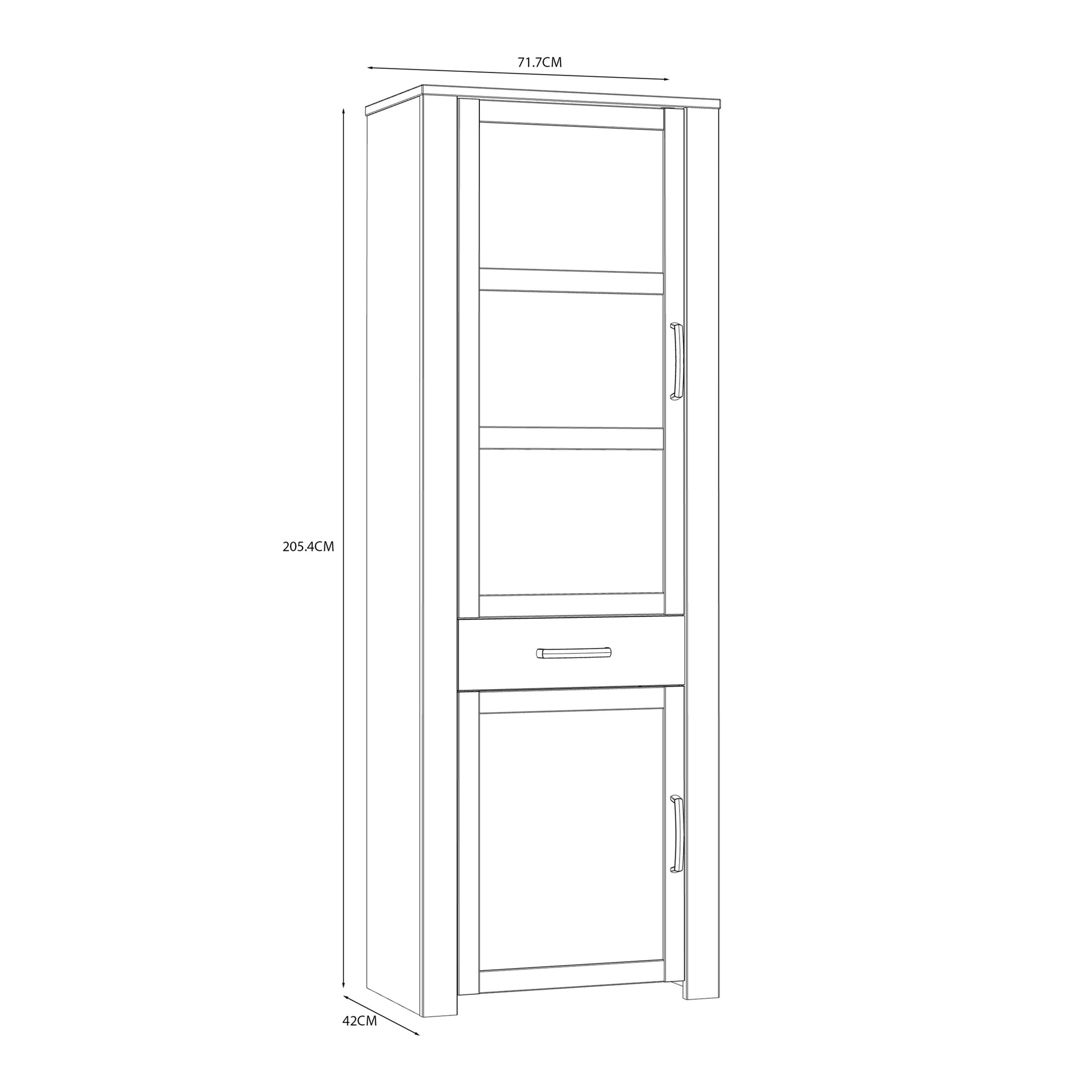 Cote | Furniture Bohol Display Cabinet Narrow (Inc. 2x LED Lights) - Oak & Navy Bohol, Display Cabinets 801bhlv712m348p10