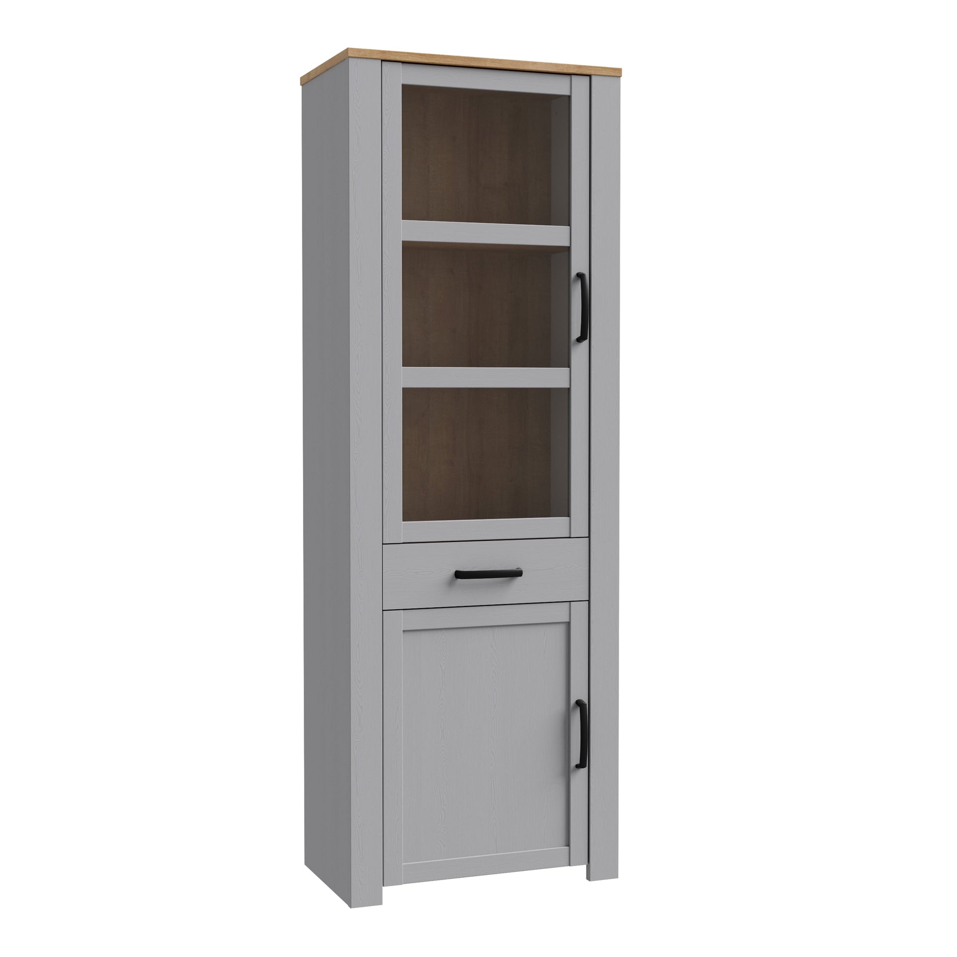 Cote | Furniture Bohol Display Cabinet, Narrow - Oak/Grey Bohol, Display Cabinets 801bhlv712-m478