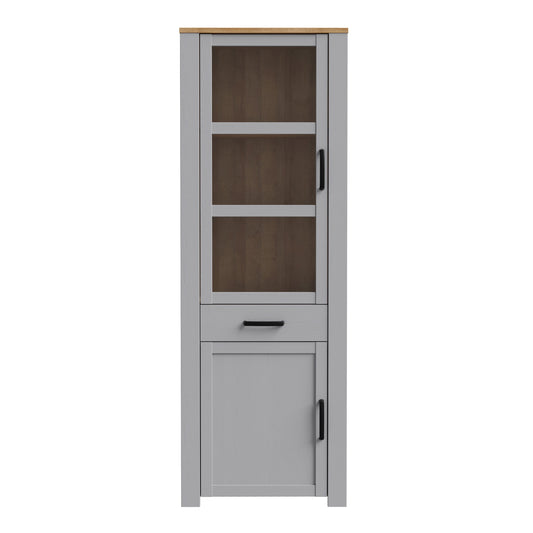 Cote | Furniture Bohol Display Cabinet Narrow (Inc. 2x LED Lights) - Oak & Grey Oak Bohol, Display Cabinets 801bhlv712m478p11