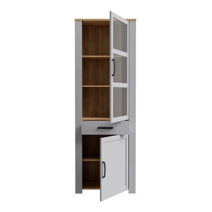 Cote | Furniture Bohol Display Cabinet, Narrow - Oak/Grey Bohol, Display Cabinets 801bhlv712-m478