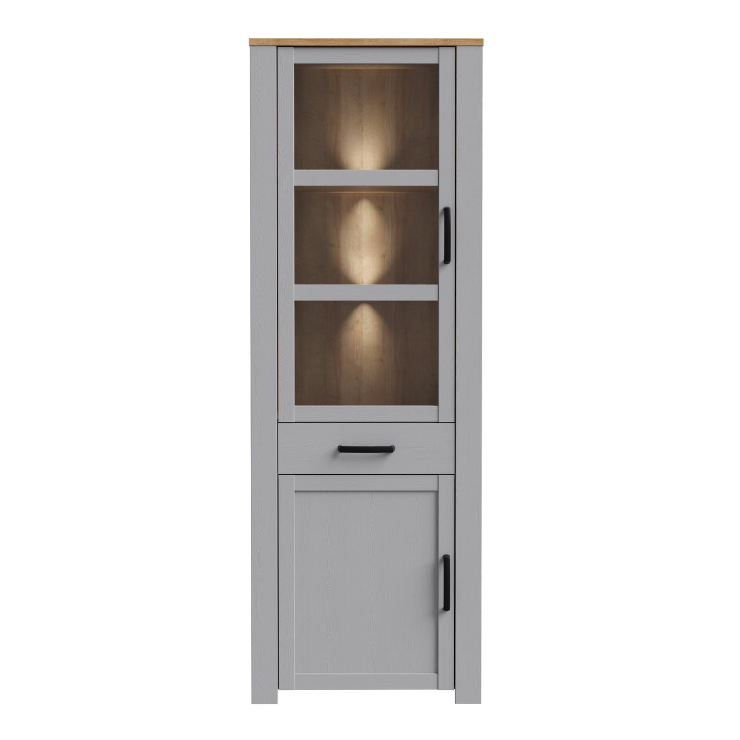 Cote | Furniture Bohol Display Cabinet, Narrow - Oak/Grey Bohol, Display Cabinets 801bhlv712-m478