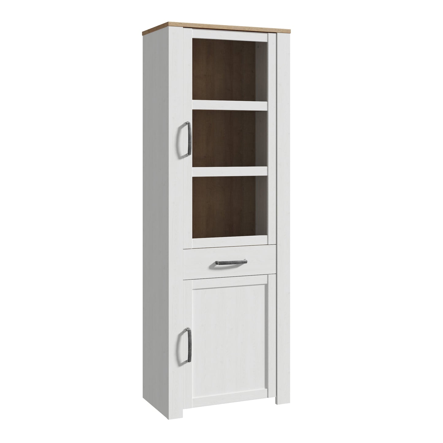 Cote | Furniture Bohol Display Cabinet, Narrow - Oak/White Bohol, Display Cabinets 801bhlv712-m482