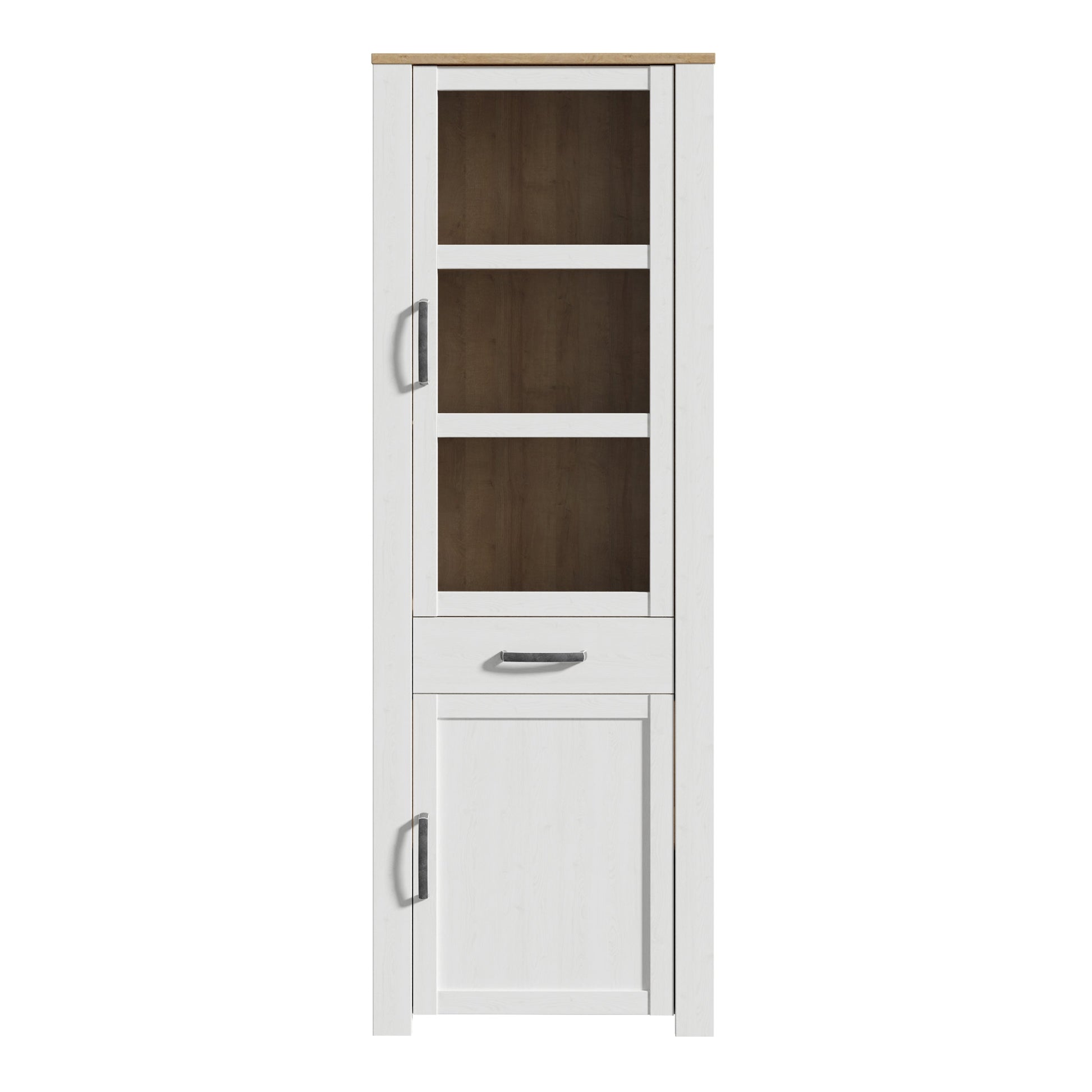 Cote | Furniture Bohol Display Cabinet Narrow (Inc. 2x LED Lights) - Oak & White Bohol, Display Cabinets 801bhlv712m482p12