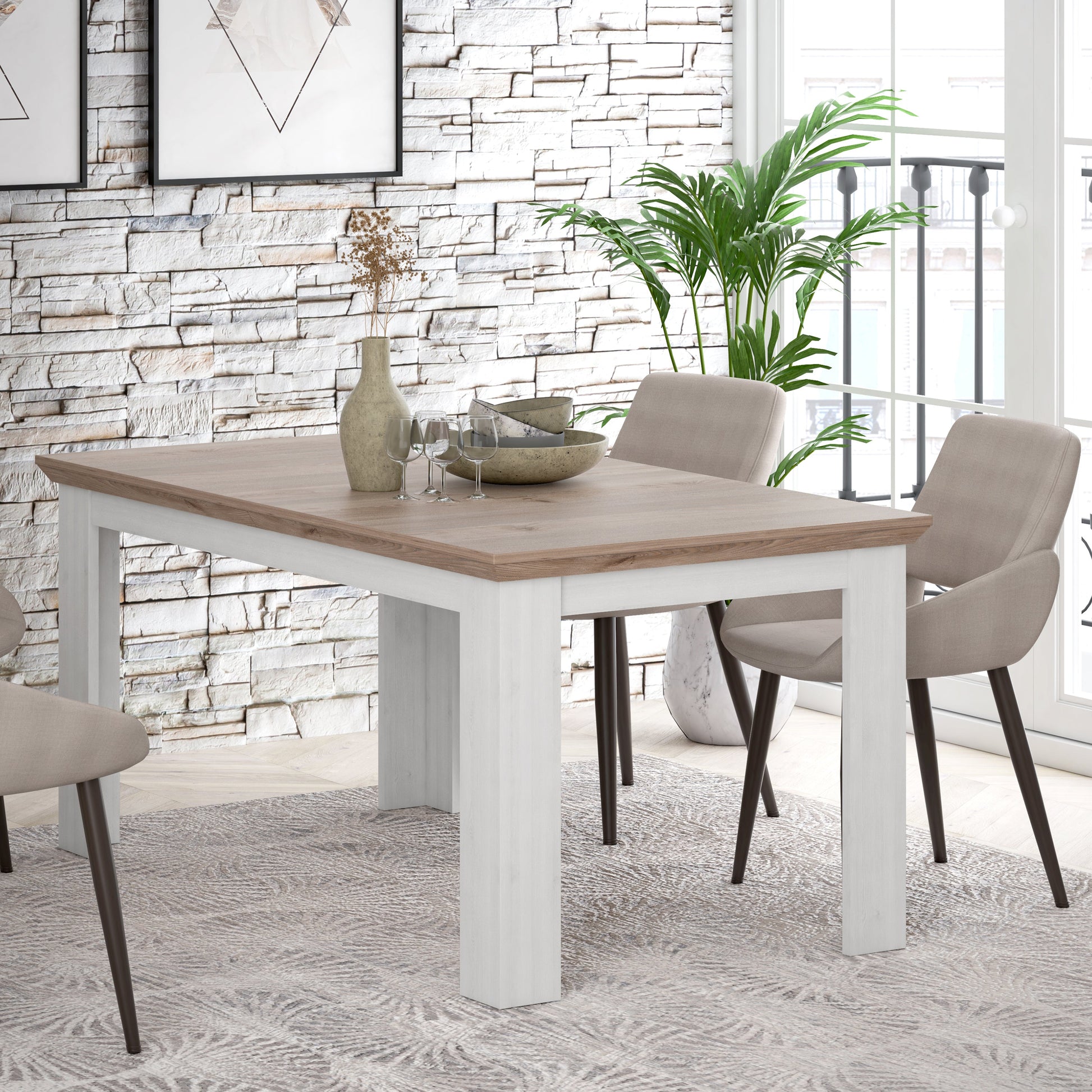 Cote | Furniture Illoppa 4-6 Extendable Dining Table - Snowy Oak & Oak Illopa, Dining Tables 801eplt401-j99