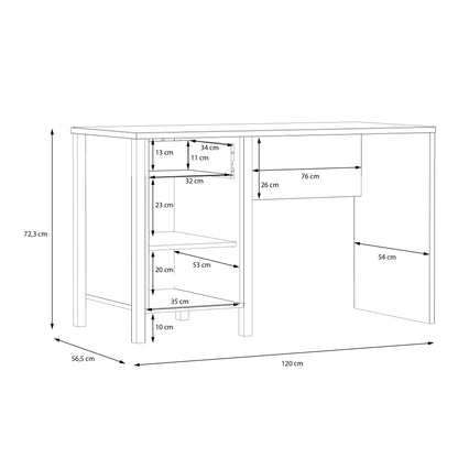 Cote | Furniture High Rock Desk, 1 Door + 1 Drawer - Black & Oak High Rock, Dressing Tables & Desks 801hrkb211l-m197