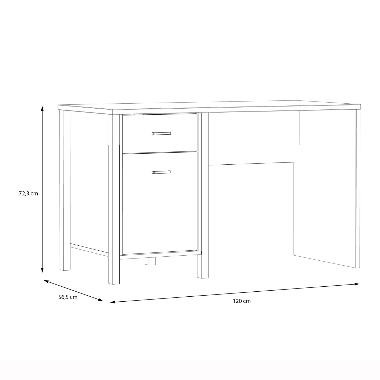 Cote | Furniture High Rock Desk, 1 Door + 1 Drawer - Black & Oak High Rock, Dressing Tables & Desks 801hrkb211l-m197