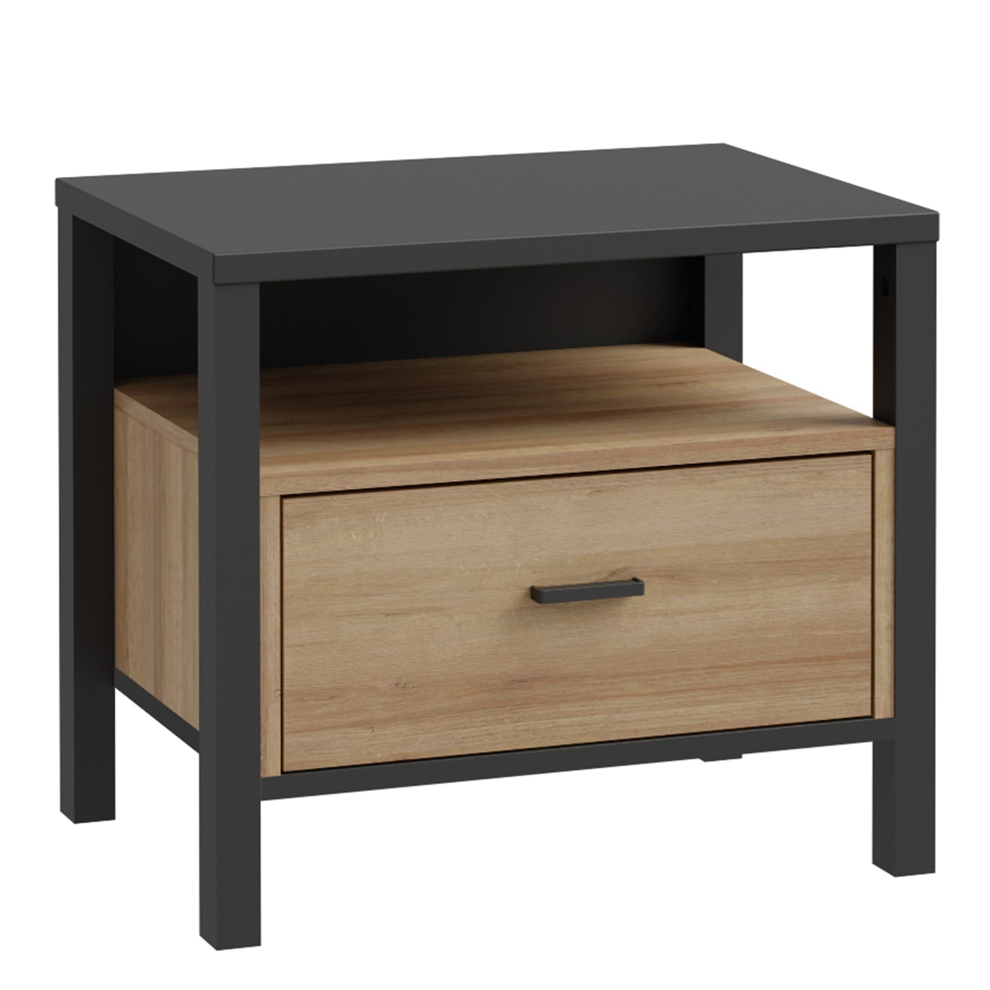 Cote | Furniture High Rock Bedside Table - Black & Oak High Rock, Bedside Tables 801hrkk011-m197