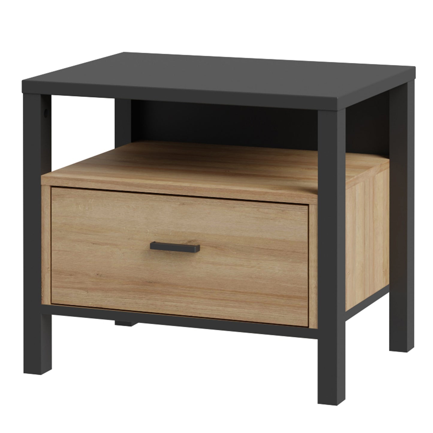 Cote | Furniture High Rock Bedside Table - Black & Oak High Rock, Bedside Tables 801hrkk011-m197