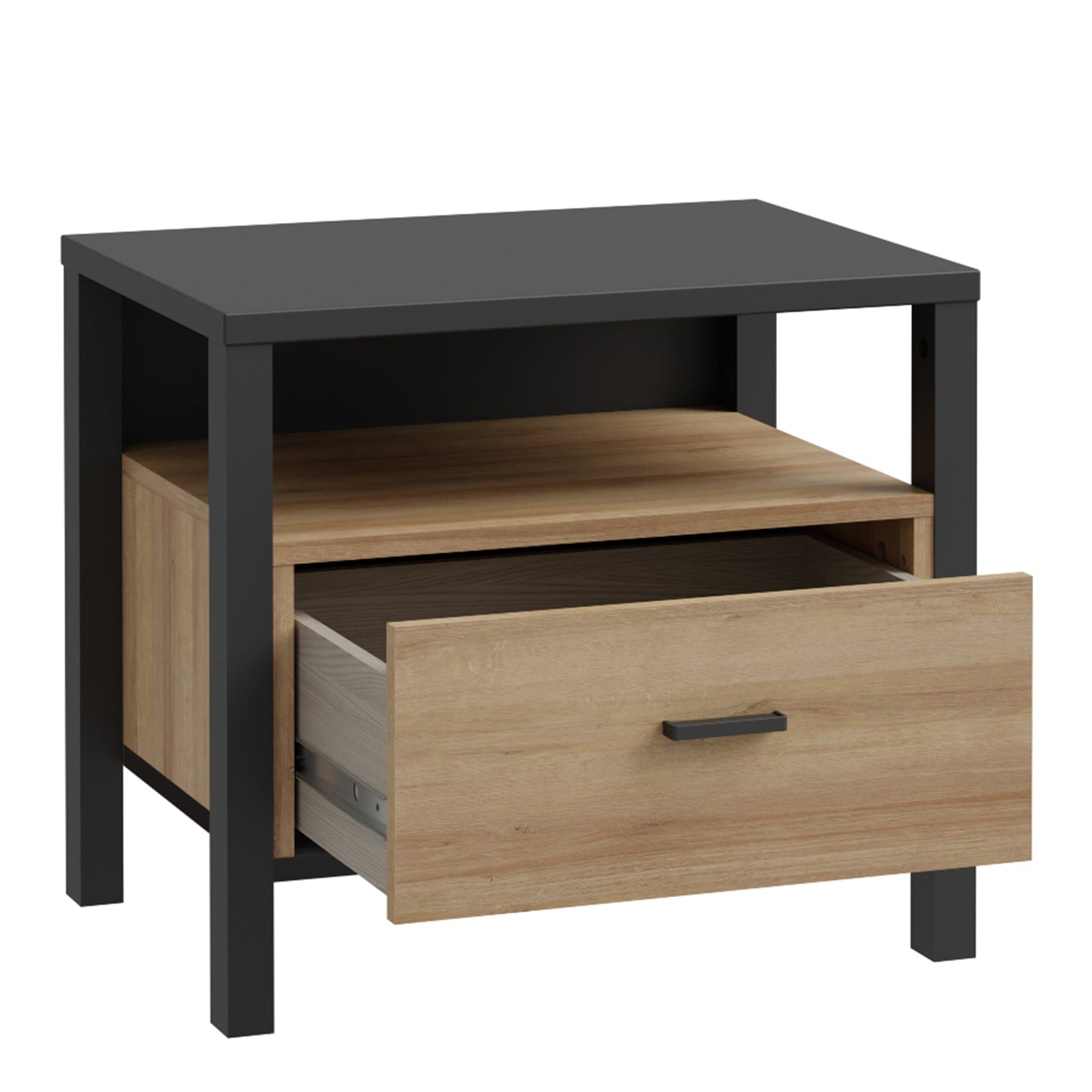 Cote | Furniture High Rock Bedside Table - Black & Oak High Rock, Bedside Tables 801hrkk011-m197