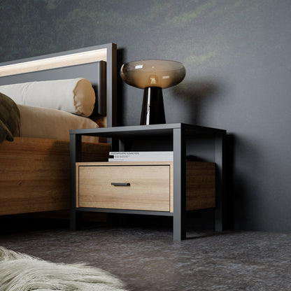 Cote | Furniture High Rock Bedside Table - Black & Oak High Rock, Bedside Tables 801hrkk011-m197