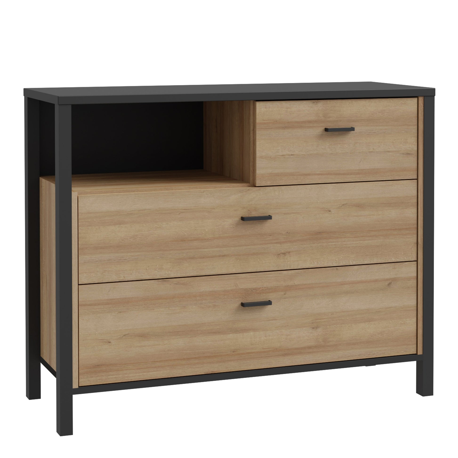 Cote | Furniture High Rock Chest of Drawers, 3 Drawer - Black & Oak High Rock, Chest of Drawers 801hrkk211-m197