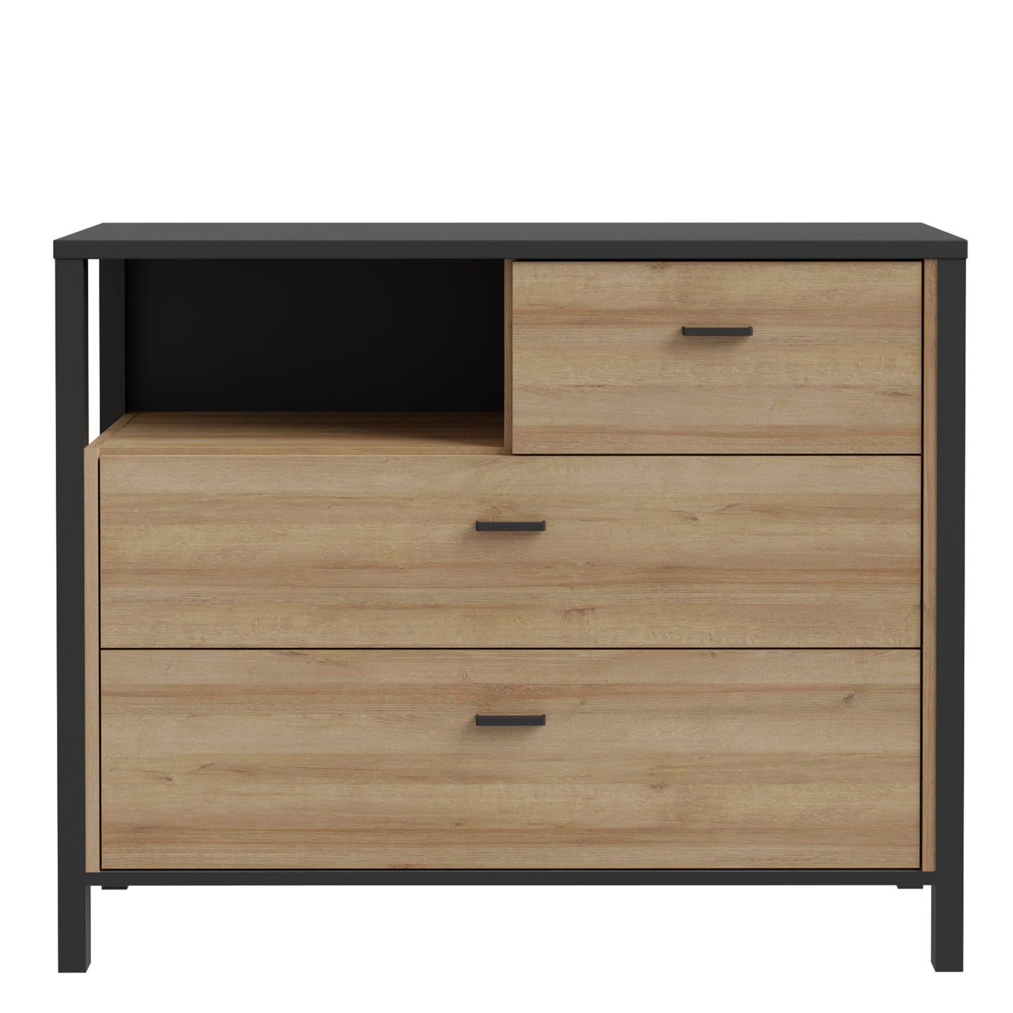 Cote | Furniture High Rock Chest of Drawers, 3 Drawer - Black & Oak High Rock, Chest of Drawers 801hrkk211-m197