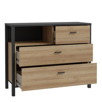 Cote | Furniture High Rock Chest of Drawers, 3 Drawer - Black & Oak High Rock, Chest of Drawers 801hrkk211-m197