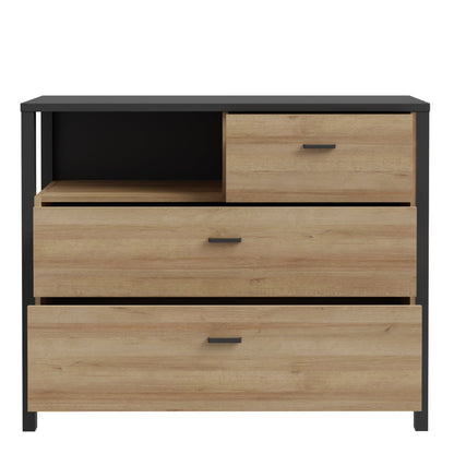 Cote | Furniture High Rock Chest of Drawers, 3 Drawer - Black & Oak High Rock, Chest of Drawers 801hrkk211-m197