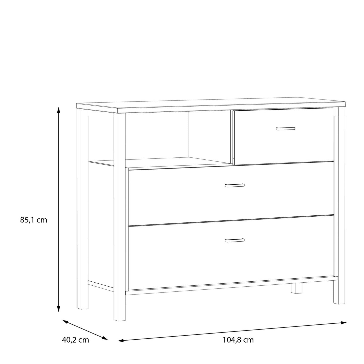 Cote | Furniture High Rock Chest of Drawers, 3 Drawer - Black & Oak High Rock, Chest of Drawers 801hrkk211-m197