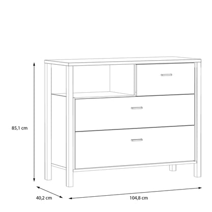 Cote | Furniture High Rock Chest of Drawers, 3 Drawer - Black & Oak High Rock, Chest of Drawers 801hrkk211-m197