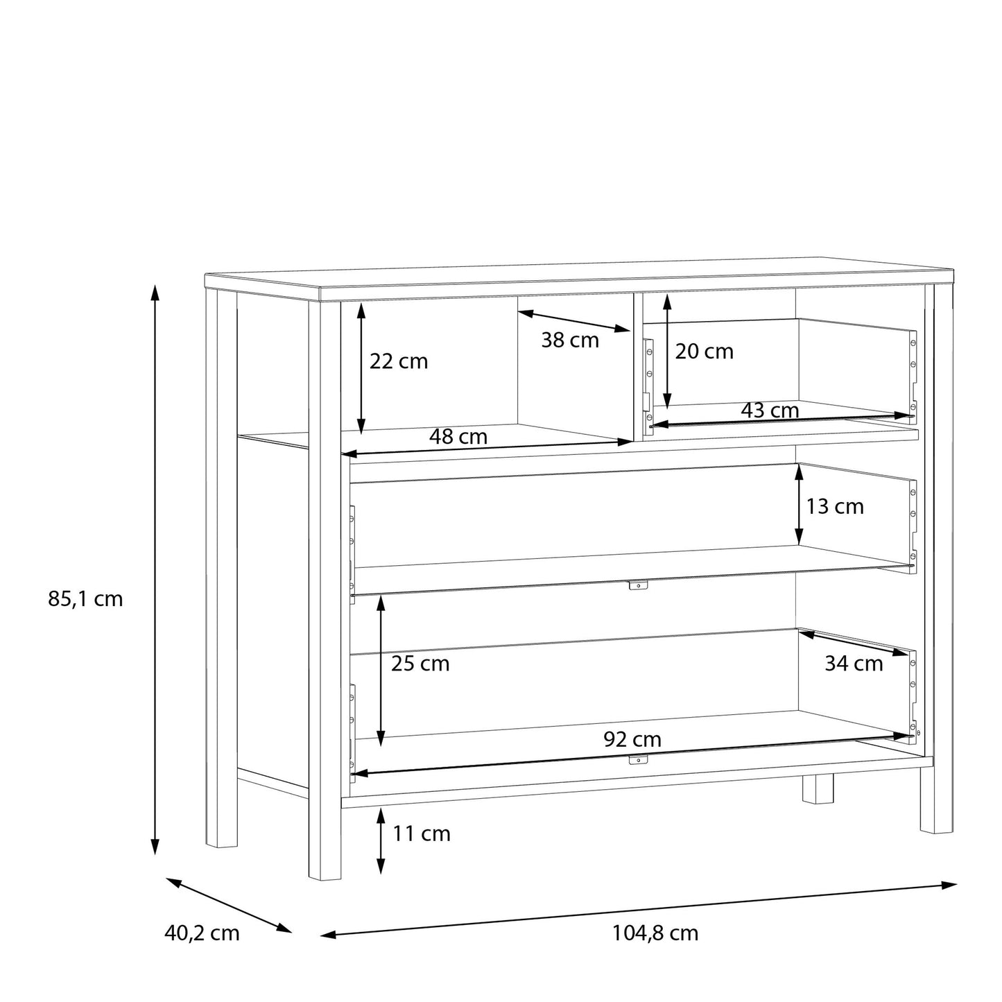 Cote | Furniture High Rock Chest of Drawers, 3 Drawer - Black & Oak High Rock, Chest of Drawers 801hrkk211-m197