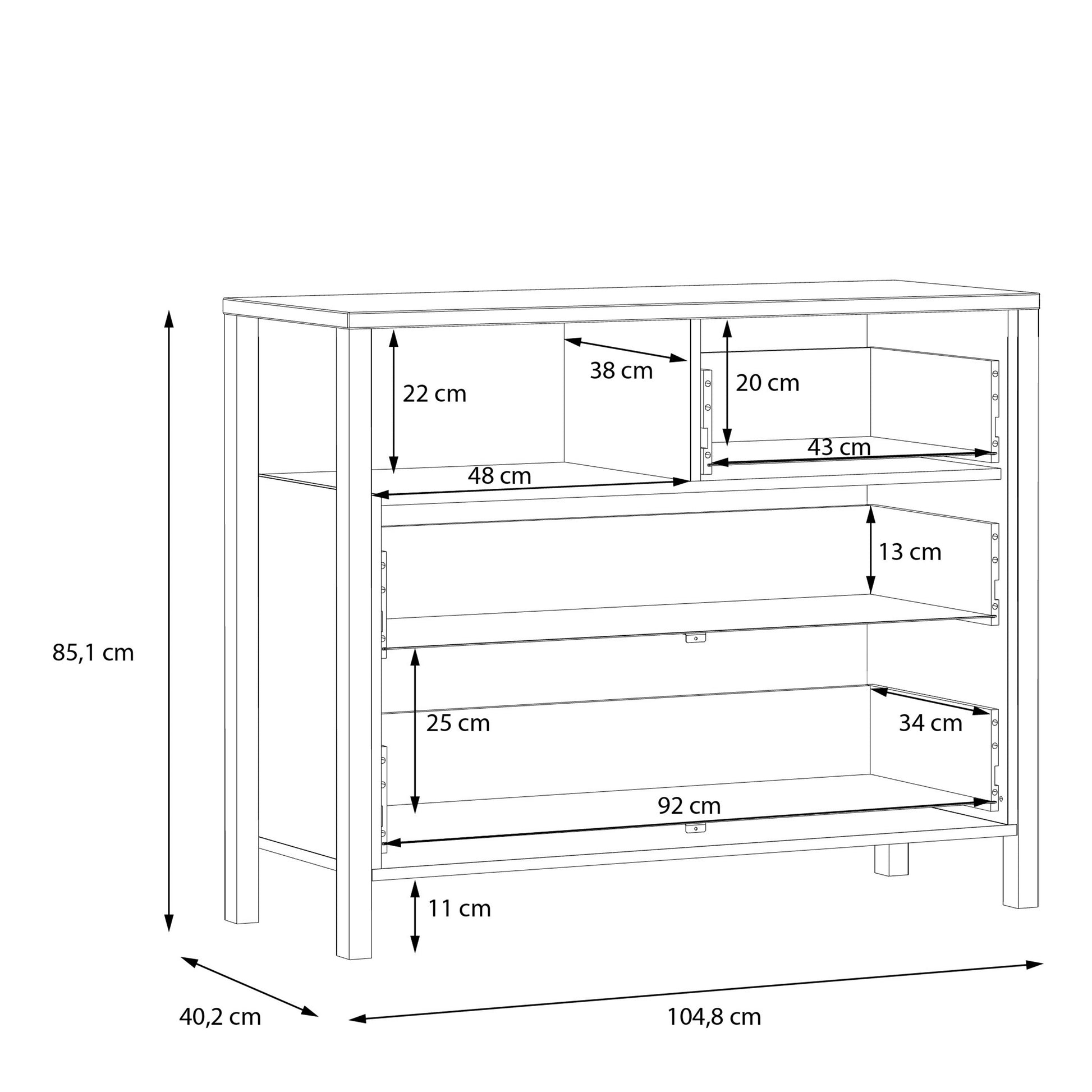 Cote | Furniture High Rock Chest of Drawers, 3 Drawer - Black & Oak High Rock, Chest of Drawers 801hrkk211-m197