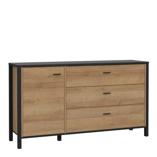 Cote | Furniture High Rock Sideboard, 1 Door + 3 Drawer - Black & Oak High Rock, Sideboards 801hrkk221-m197