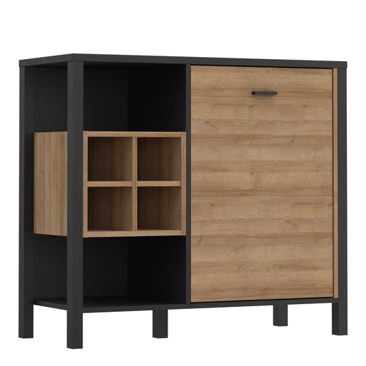 Cote | Furniture High Rock Display Cabinet, 1 Door + 4 Cube Display Shelf - Black & Oak High Rock, Display Cabinets 801hrkk223-m197