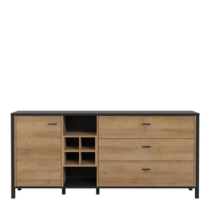 Cote | Furniture High Rock Sideboard, Large 1 Door, 3 Drawer + Cube Display Shelf - Black & Oak High Rock, Sideboards 801hrkk231-m197