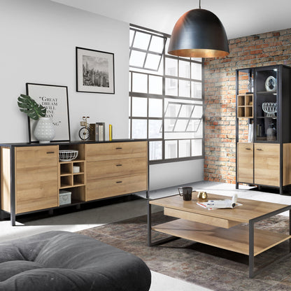 Cote | Furniture High Rock Sideboard, Large 1 Door, 3 Drawer + Cube Display Shelf - Black & Oak High Rock, Sideboards 801hrkk231-m197