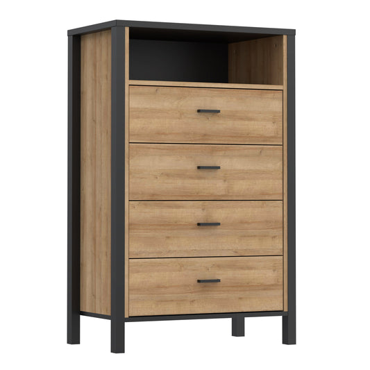 Cote | Furniture High Rock Chest of Drawers, 4 Drawer - Black & Oak High Rock, Chest of Drawers 801hrkk311-m197