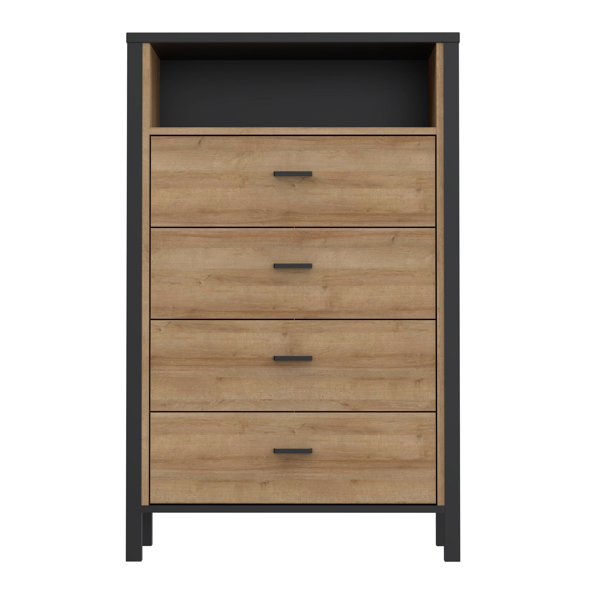 Cote | Furniture High Rock Chest of Drawers, 4 Drawer - Black & Oak High Rock, Chest of Drawers 801hrkk311-m197