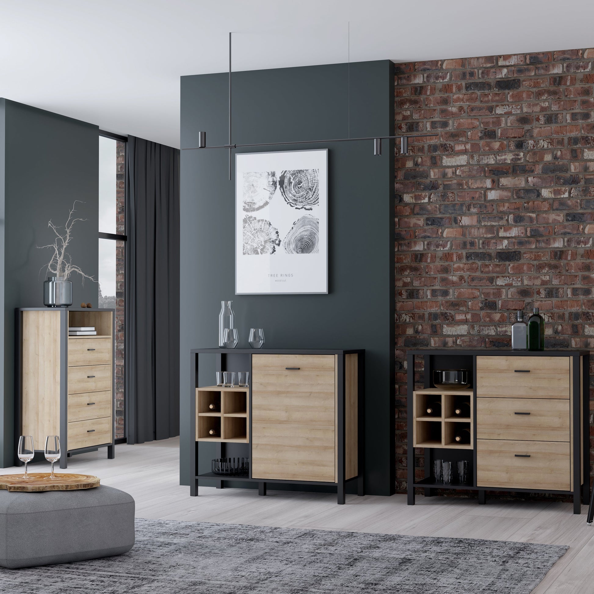 Cote | Furniture High Rock Chest of Drawers, 4 Drawer - Black & Oak High Rock, Chest of Drawers 801hrkk311-m197