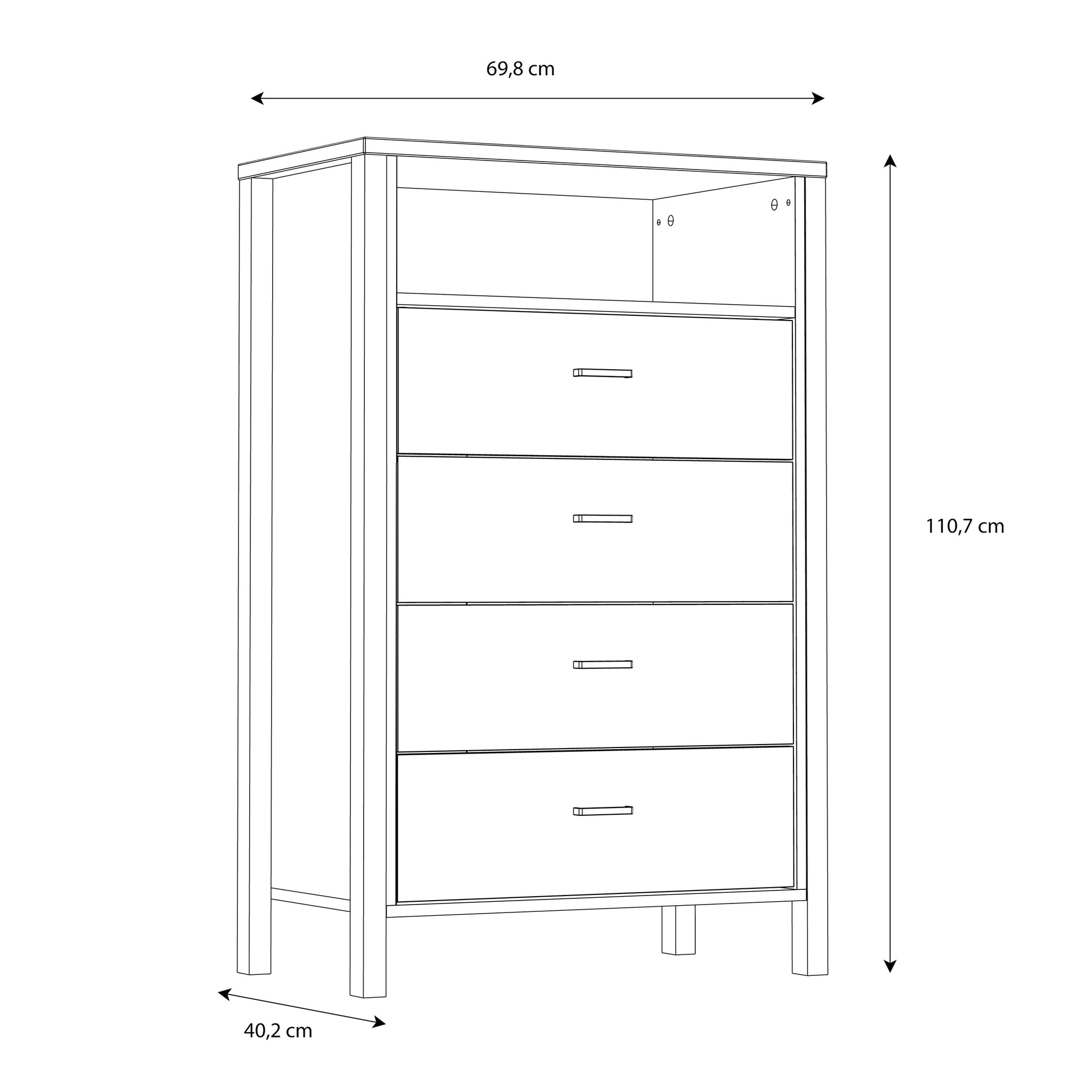 Cote | Furniture High Rock Chest of Drawers, 4 Drawer - Black & Oak High Rock, Chest of Drawers 801hrkk311-m197