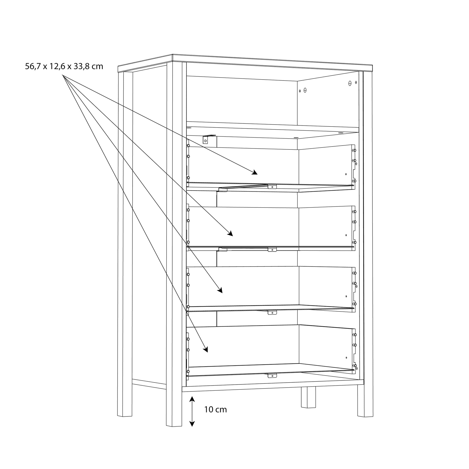 Cote | Furniture High Rock Chest of Drawers, 4 Drawer - Black & Oak High Rock, Chest of Drawers 801hrkk311-m197