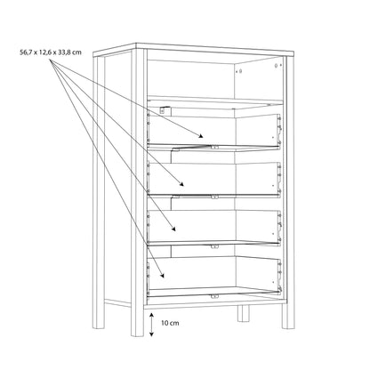 Cote | Furniture High Rock Chest of Drawers, 4 Drawer - Black & Oak High Rock, Chest of Drawers 801hrkk311-m197